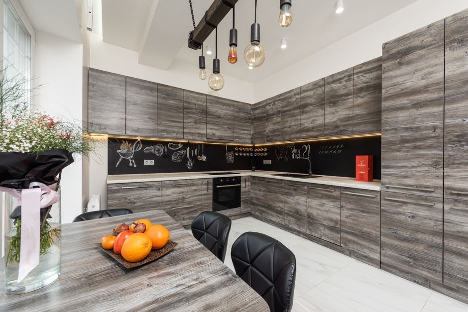 Elegant wooden shaker cabinets in a bright kitchen